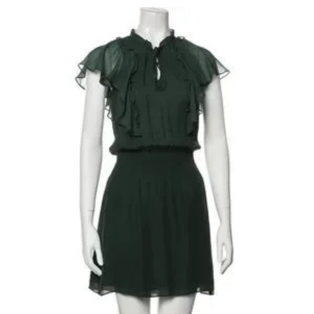 Parker Mock Neck Mini Dress in Dark Green